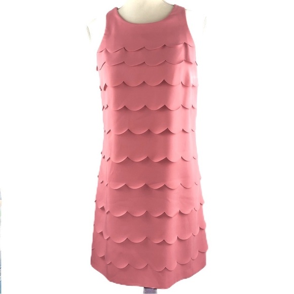 WHITE HOUSE BLACK MARKET (4) Pink scalloped tiers dress - Picture 1 of 9